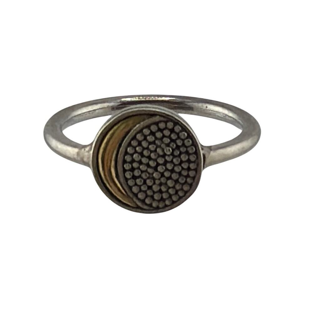 NEW Sterling Silver Artisan Mixed Materials Gold Silver Ring Size 6 Stackable
